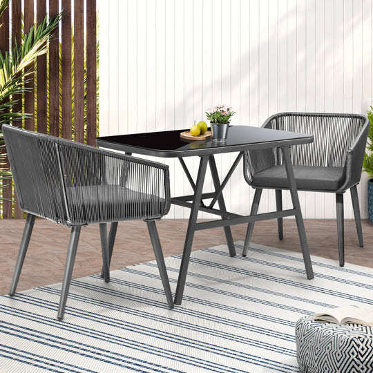 Outdoor Dining Setting 3 Piece Lounge Patio Furniture Table