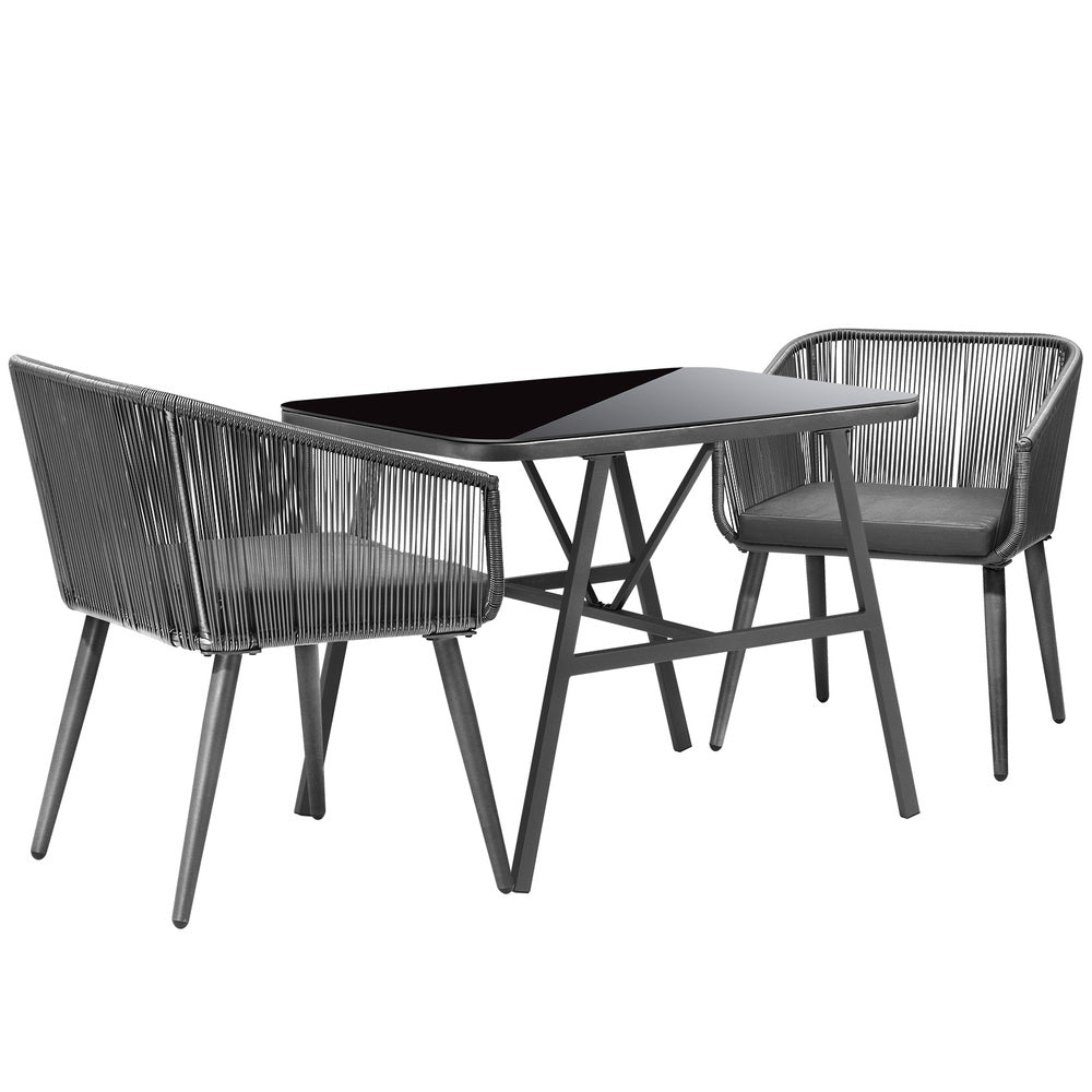 Outdoor Dining Setting 3 Piece Lounge Patio Furniture Table Chairs Set