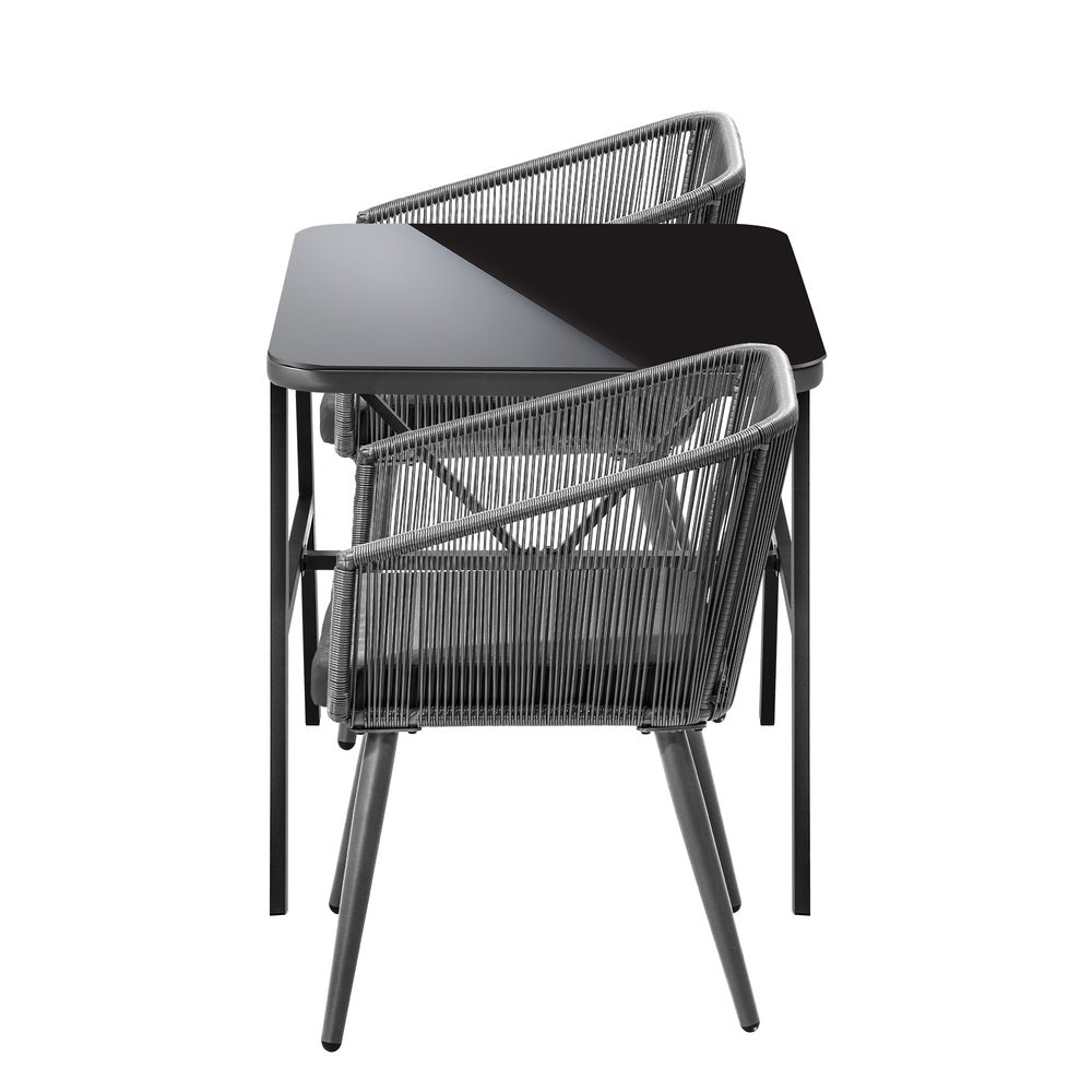 Outdoor Dining Setting 3 Piece Lounge Patio Furniture Table Chairs Set