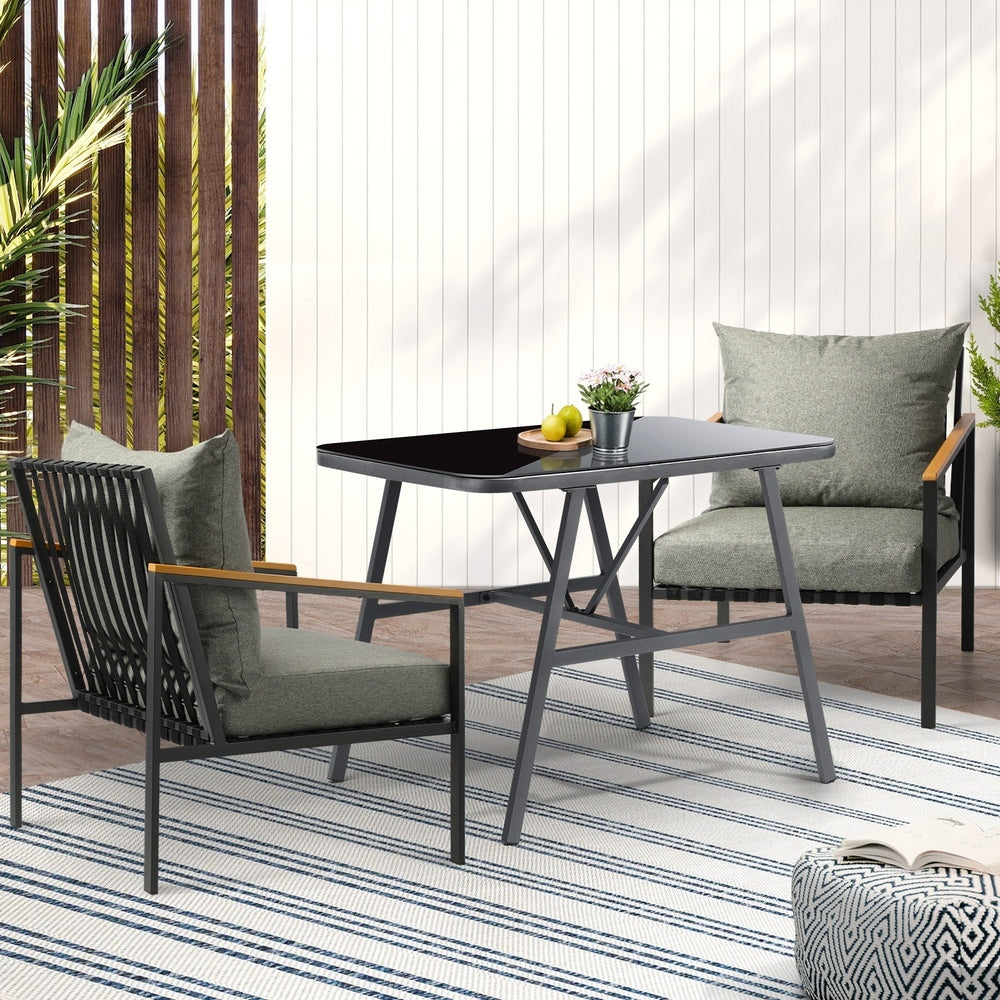 3PCS Outdoor Dining Set Garden Table and Chairs