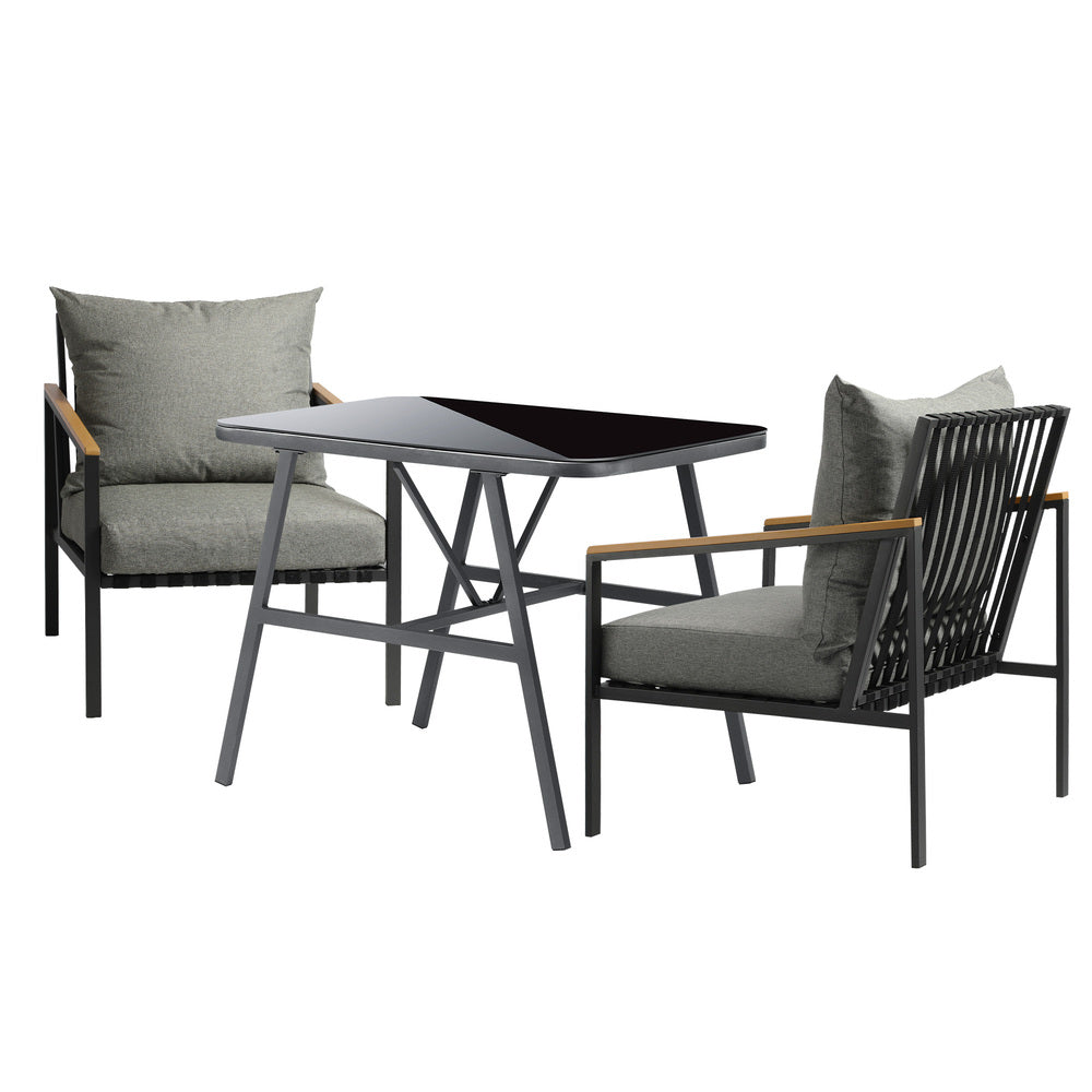 3PCS Outdoor Dining Set Garden Table and Chairs