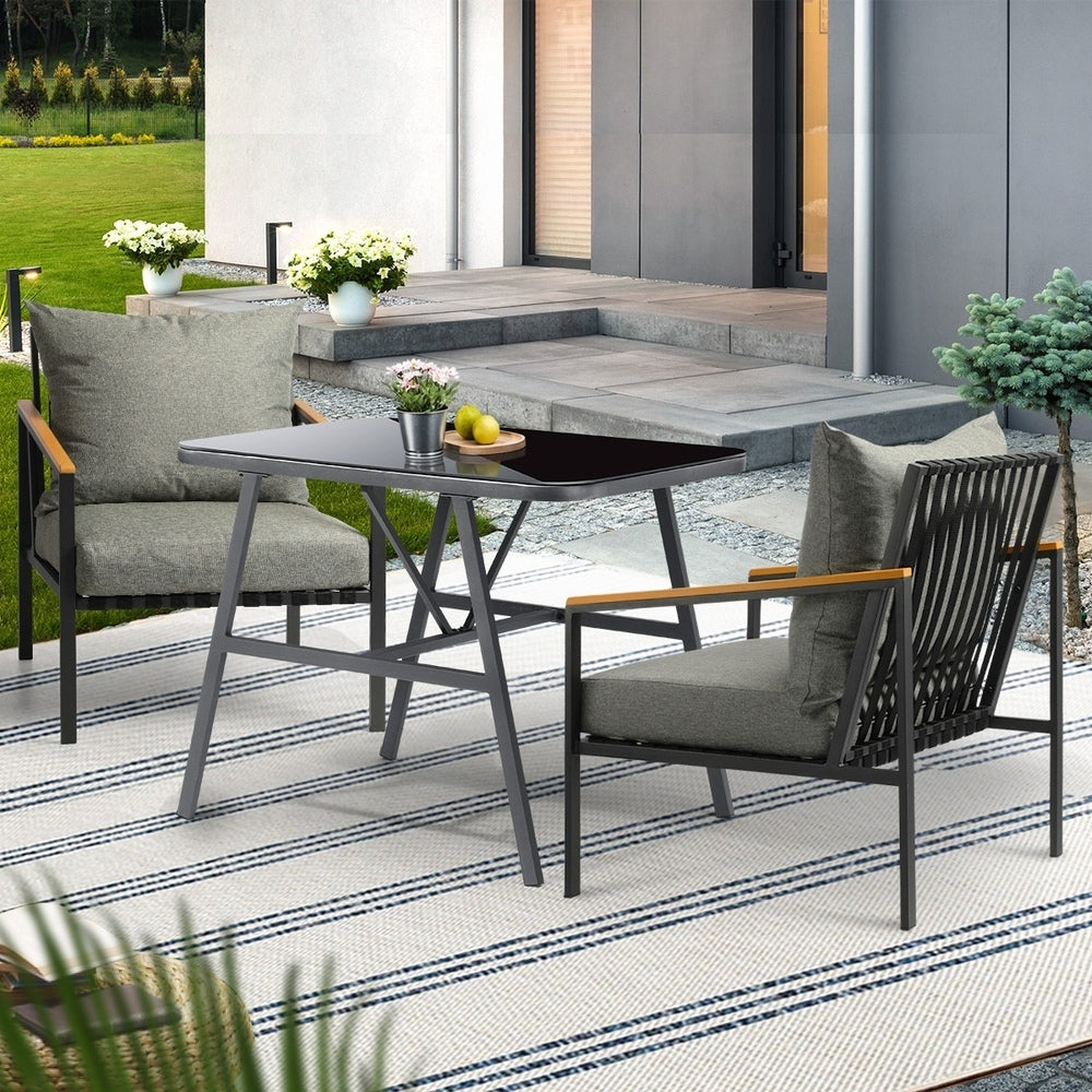 3PCS Outdoor Dining Set Garden Table and Chairs