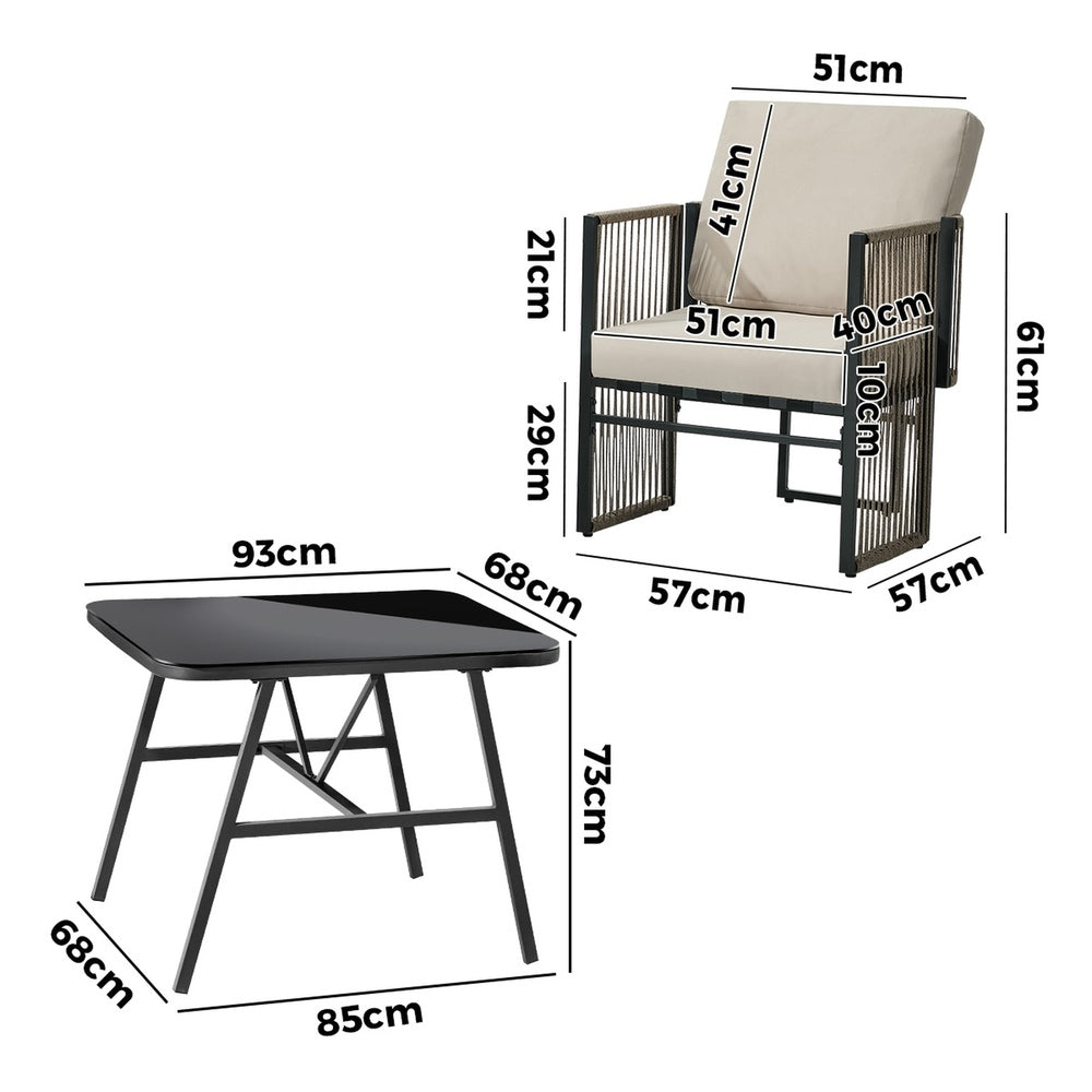 Outdoor Patio Set Black 93x68x73cm