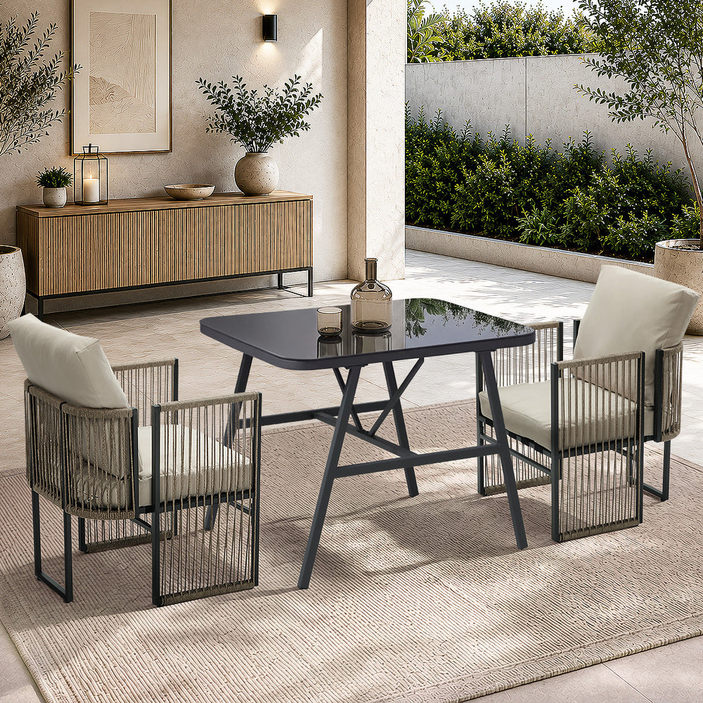 Outdoor Patio Set Black 93x68x73cm