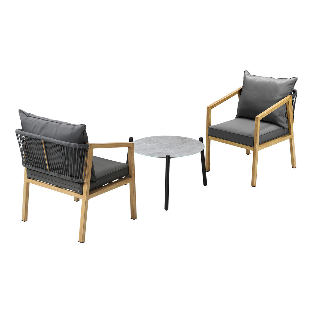 3PCS Outdoor Patio Lounge Set Grey 50cm Coffee Table