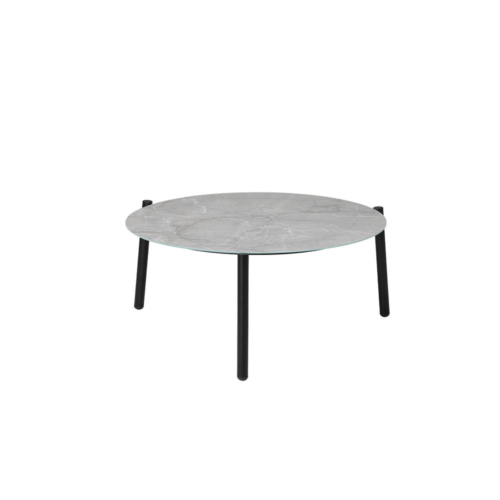 3PCS Outdoor Patio Set 50CM Grey Marble Table Rattan Chairs