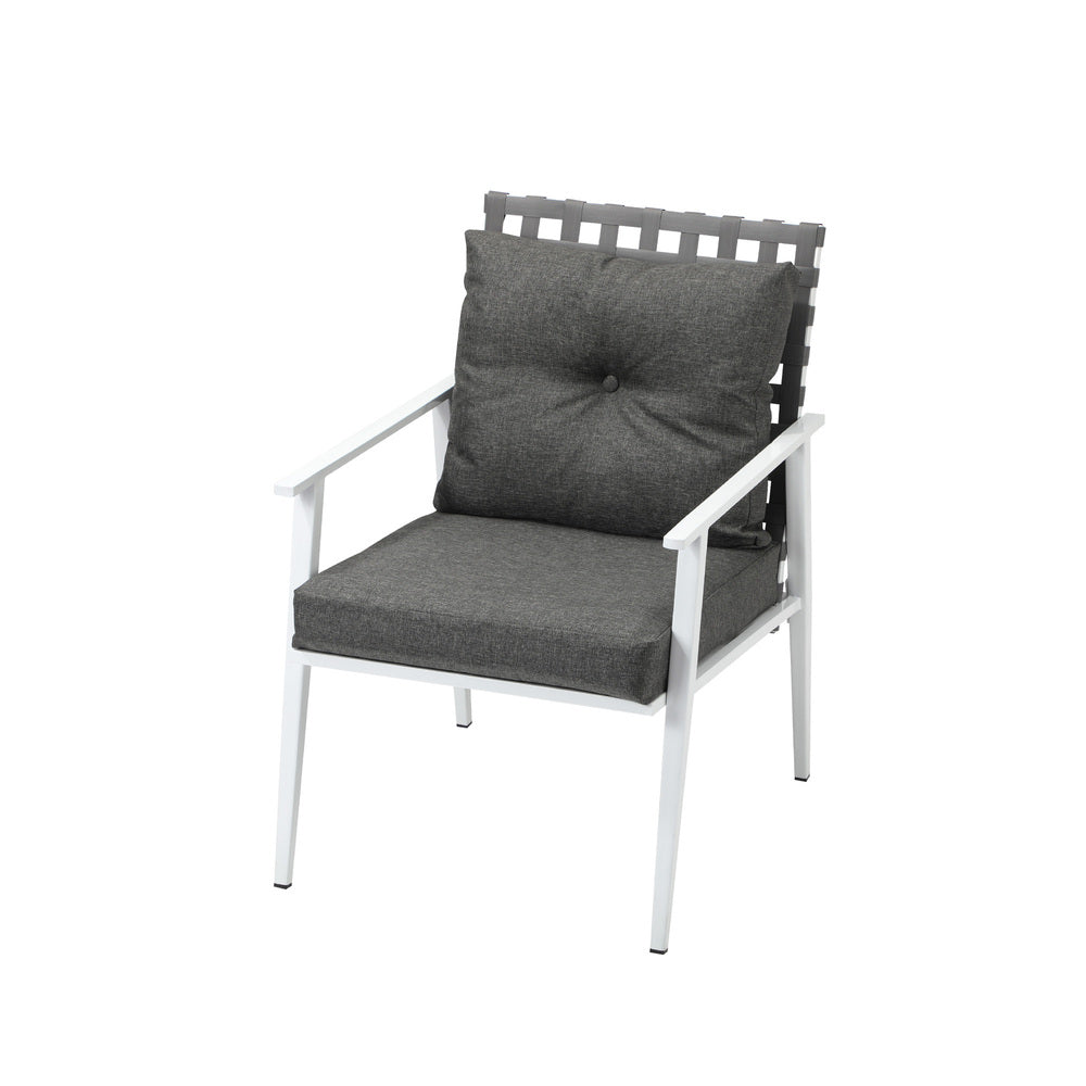 3PCS Outdoor Patio Set 50CM Grey Marble Table Rattan Chairs