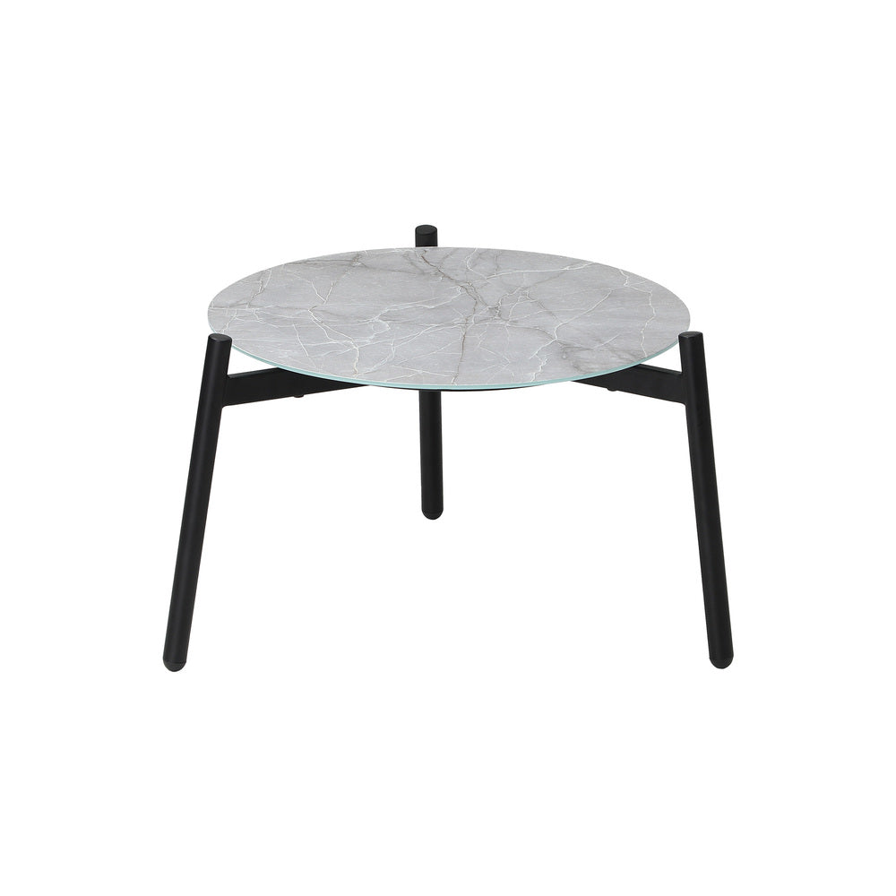 3PC Outdoor Patio Furniture Set 50CM Round Grey Marble Table
