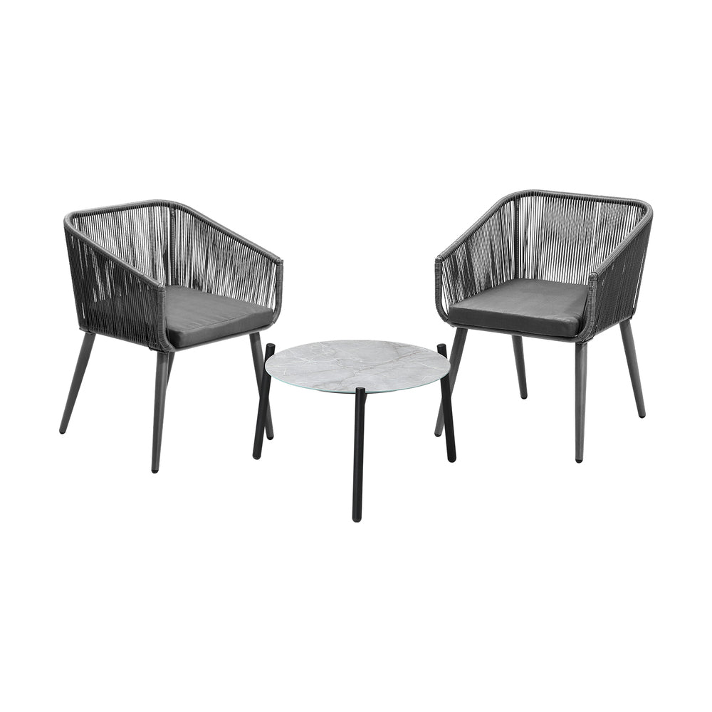 3 Piece Outdoor Lounge Set Polyester rope detailing