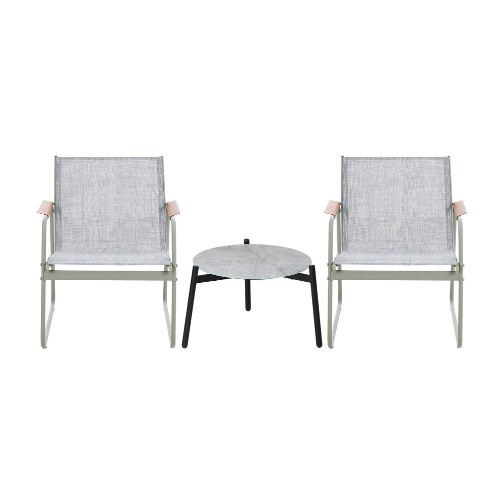 3PCS Outdoor Bistro Set Patio Chair 50cm Coffee Table Textilene