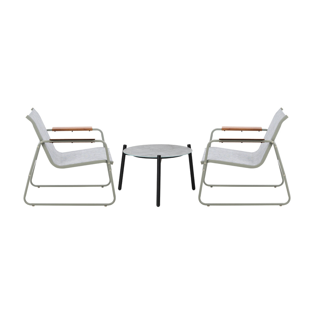 3PCS Outdoor Bistro Set Patio Chair 50cm Coffee Table Textilene