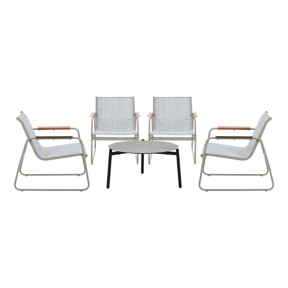 Outdoor Patio Set 70cm Round Table with 4x Chairs Garden Furniture Set Grey