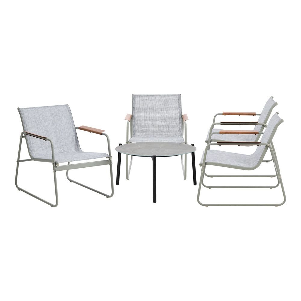 Outdoor Patio Set 70cm Round Table with 4x Chairs Garden Furniture Set Grey