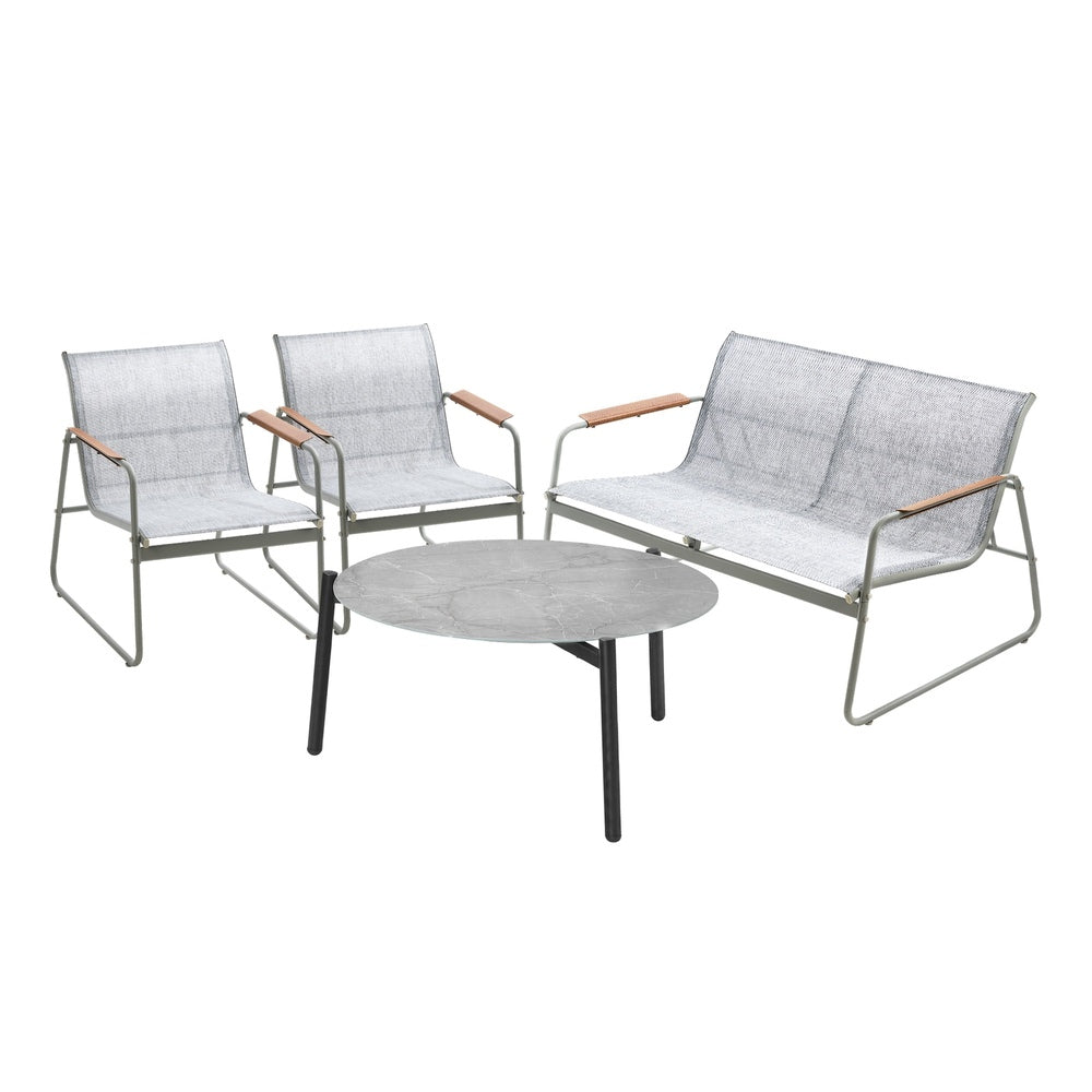 Outdoor Lounge Set 4 Seater Patio Chairs 70cm Grey Table