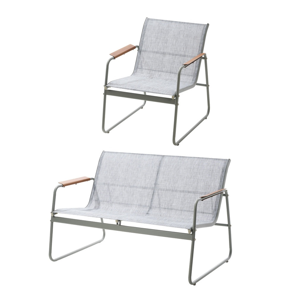 Outdoor Lounge Set 4 Seater Patio Chairs 70cm Grey Table