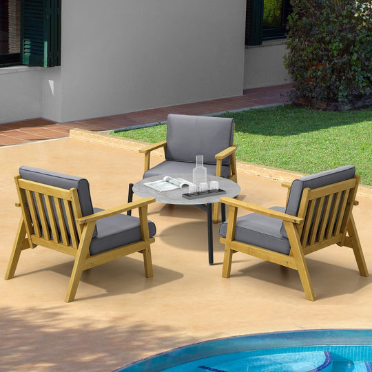 4PCS & 5PCS Outdoor Lounge Set Grey Chairs with Coffee Side Table for Patio/Garden