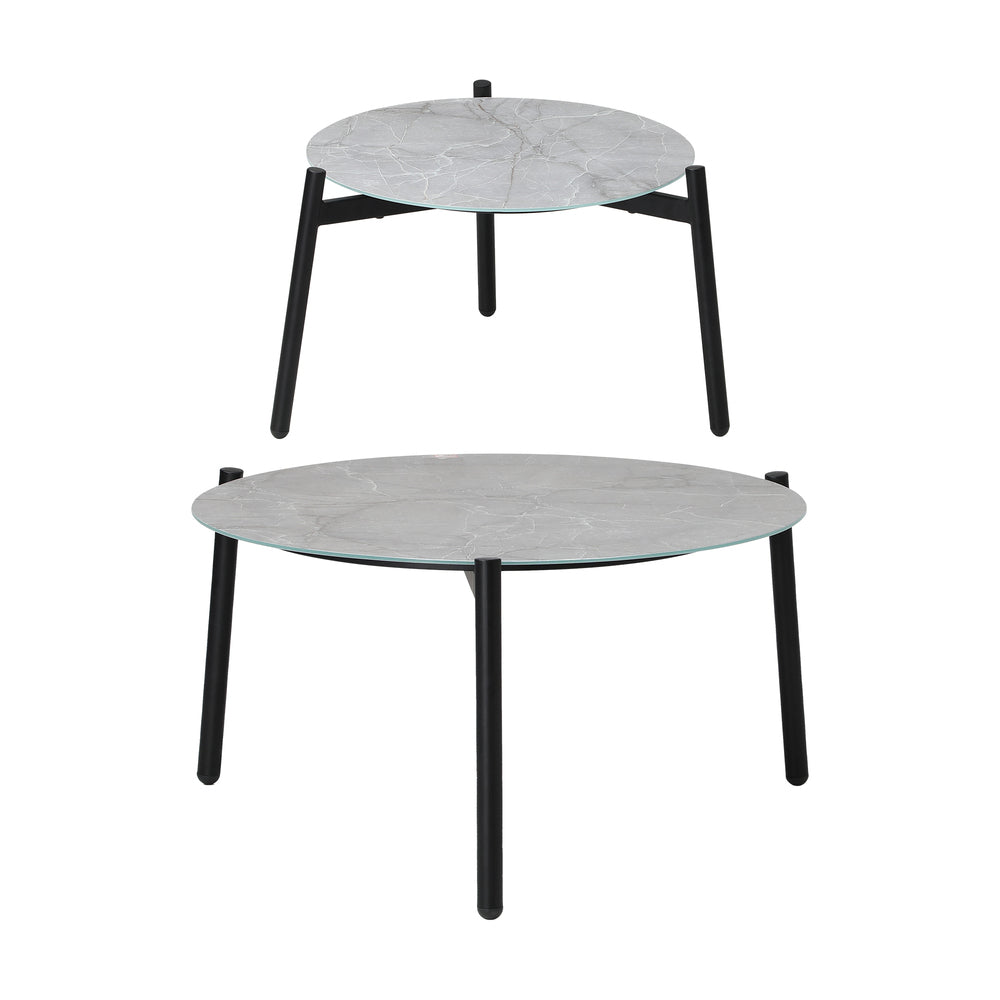 6PCS Outdoor Lounge Set with Grey Chairs & 50/70cm Coffee Table for Patio