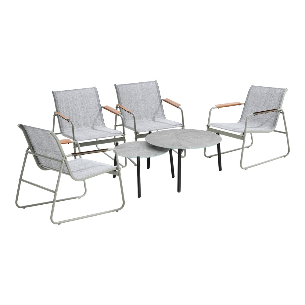 6PCS Outdoor Patio Set 4x Chairs with Coffee Table Textilene Garden Set
