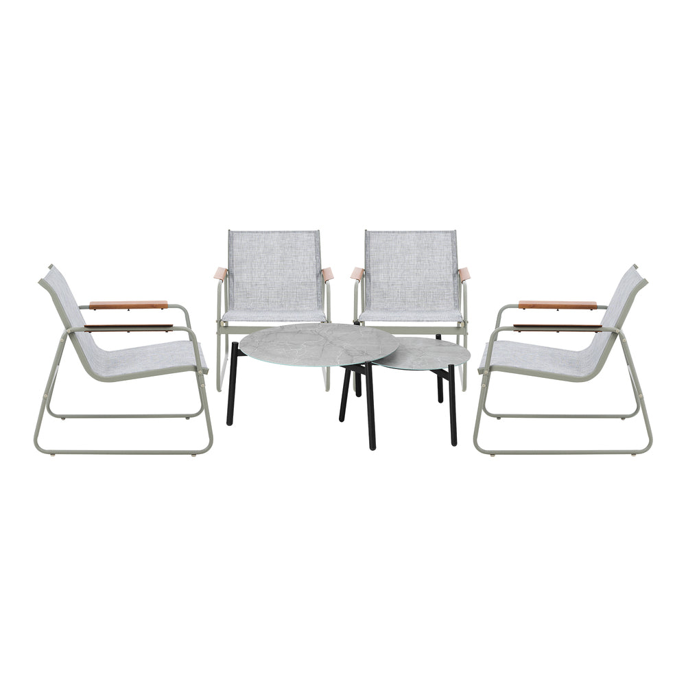 6PCS Outdoor Patio Set 4x Chairs with Coffee Table Textilene Garden Set