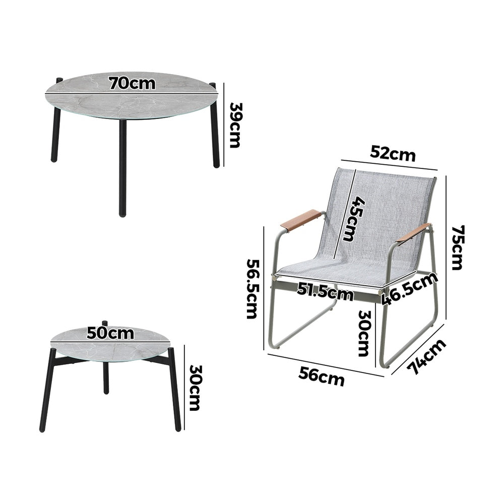 6PCS Outdoor Patio Set 4x Chairs with Coffee Table Textilene Garden Set