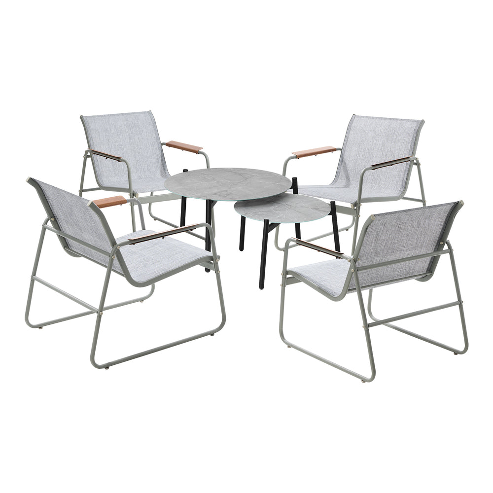 6PCS Outdoor Patio Set 4x Chairs with Coffee Table Textilene Garden Set