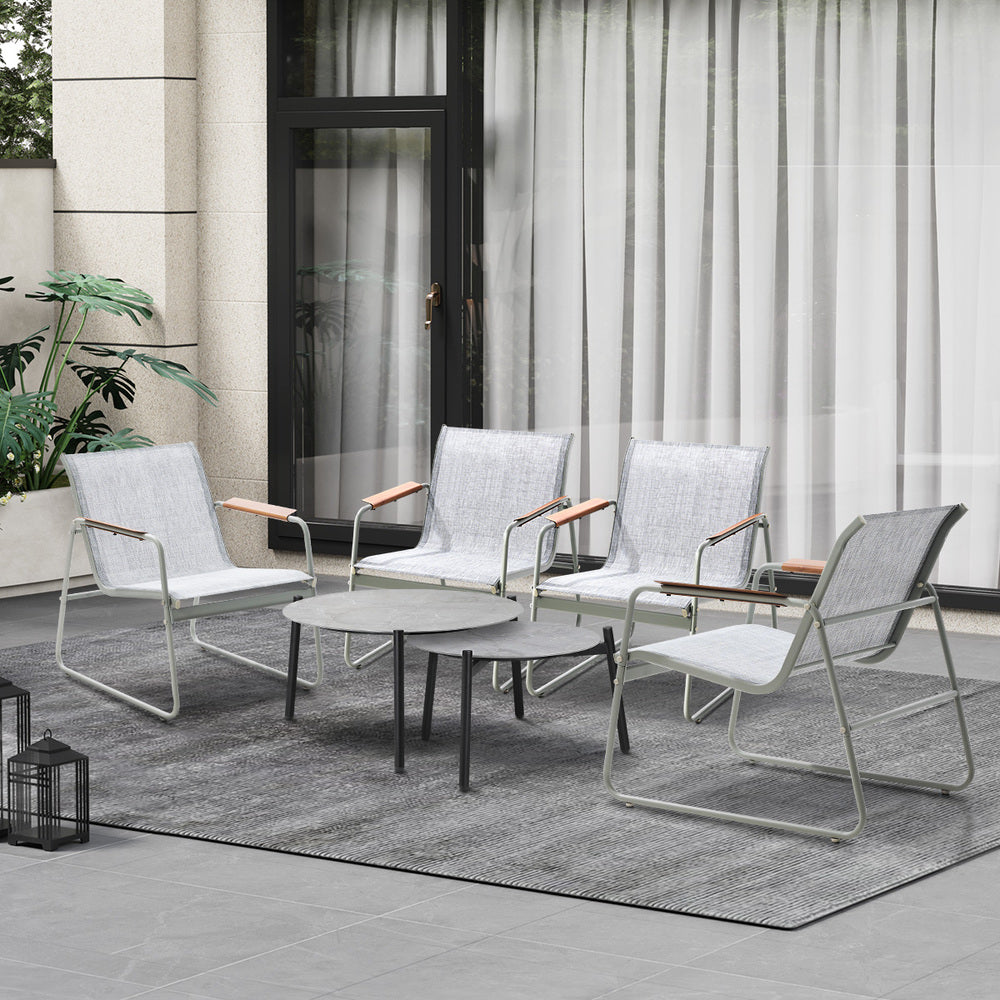 6PCS Outdoor Patio Set 4x Chairs with Coffee Table Textilene Garden Set