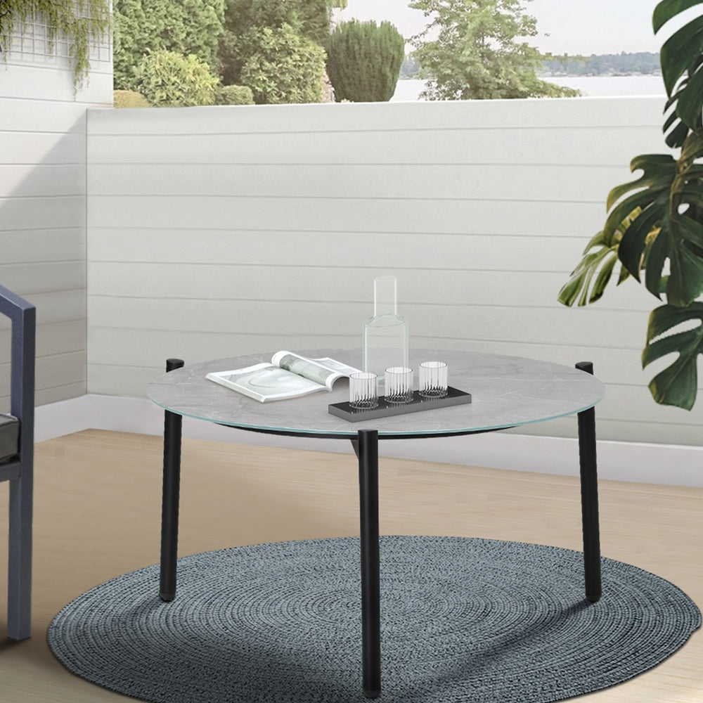 Outdoor Coffee Side Marble Table Desk 50cm Grey