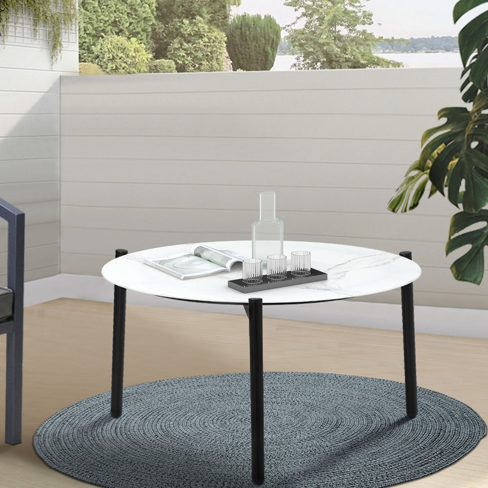 Outdoor Coffee Side Marble Table 50/70cm Round White