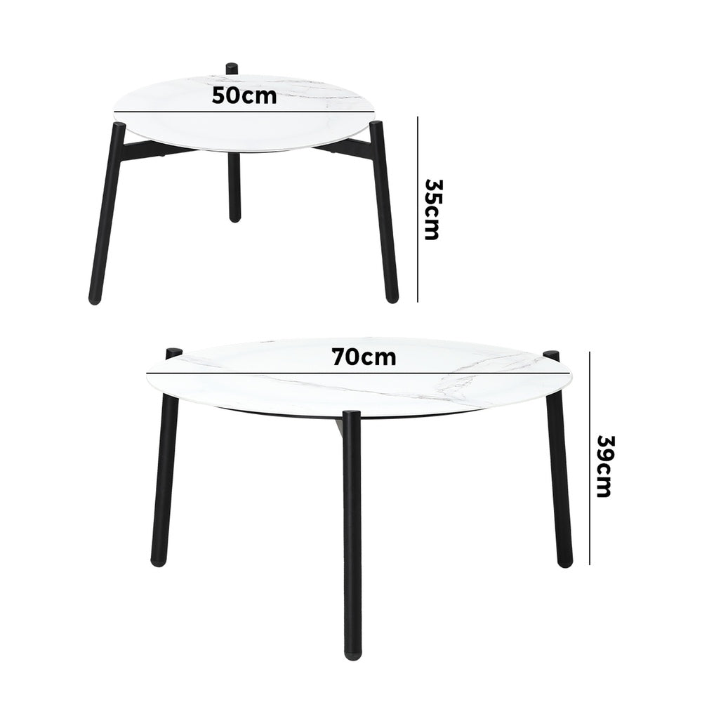 Outdoor Coffee Side Marble Table 50/70cm Round White