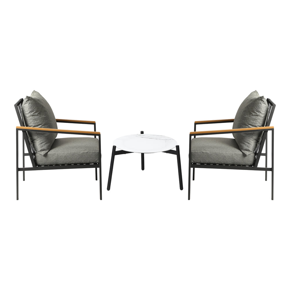 3PCS Outdoor Lounge Set Coffee Side Table with Chairs