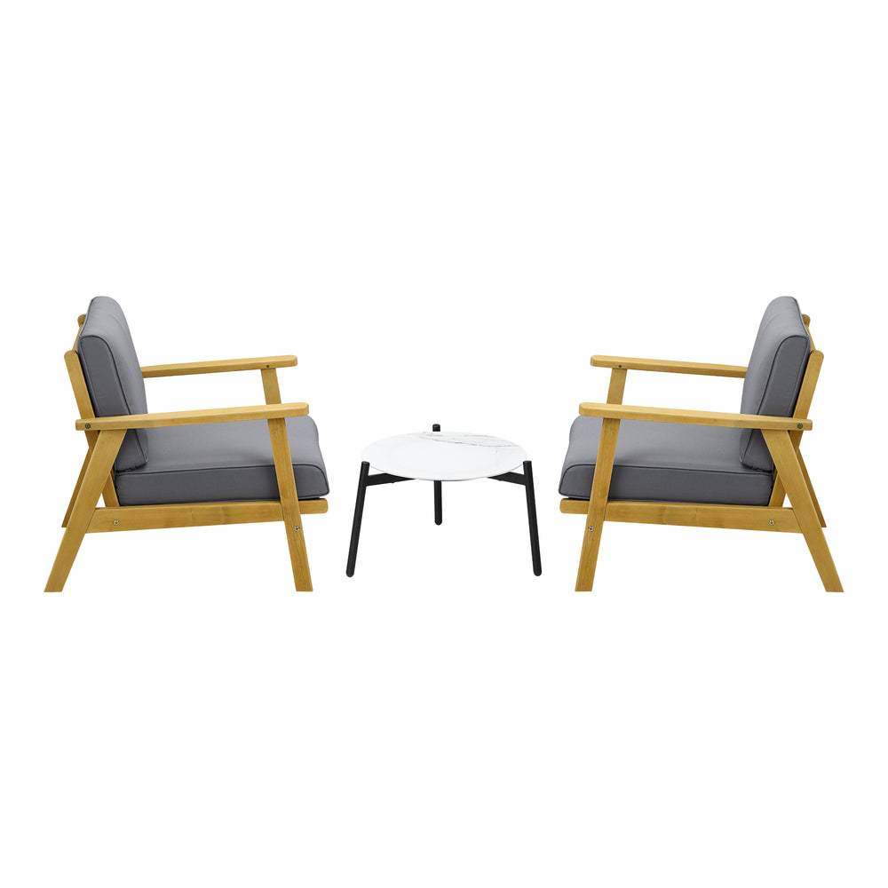 3PCS Outdoor Lounge Set 50cm White Coffee Side Table
