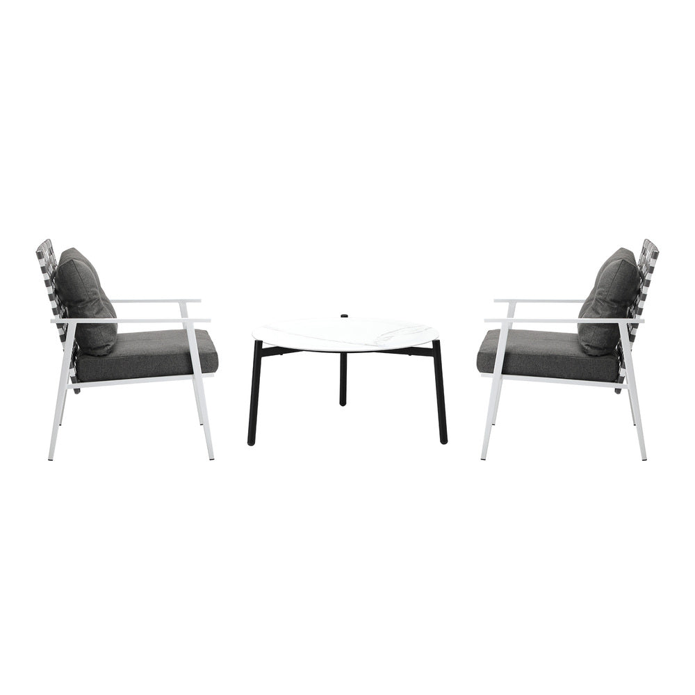 Outdoor Patio Set 50-70cm Marble Table Rattan Chairs