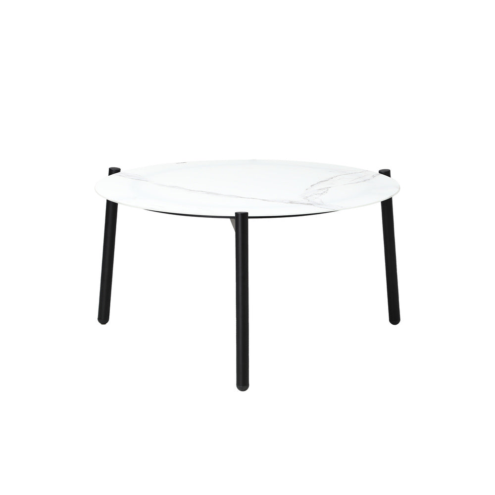 3/5pc Outdoor Patio Set 70CM White Marble Table Rattan Chairs