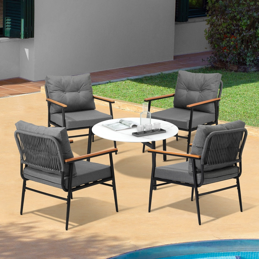 Outdoor Patio Set 50cm/70cm Table with  Armchairs