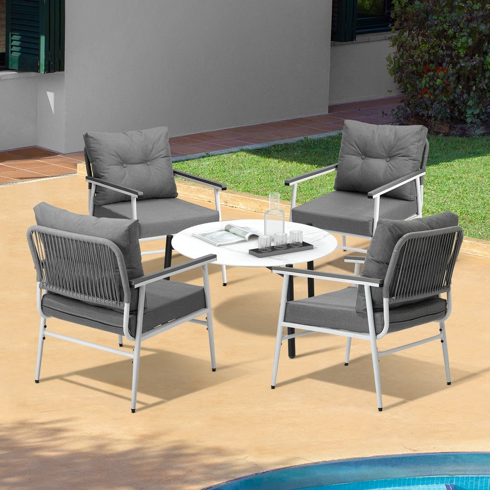 Outdoor Patio Set 50cm/70cm Table with  Armchairs