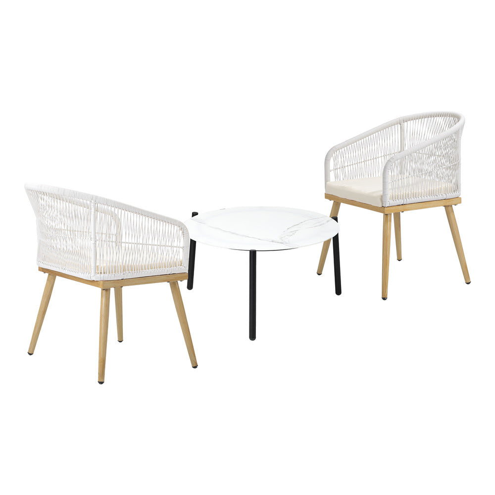 Outdoor Patio Set 50/70 cm Table Beige and Natural Chairs