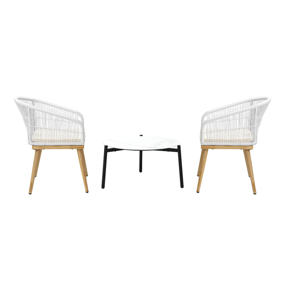 Outdoor Patio Set 50/70 cm Table Beige and Natural Chairs