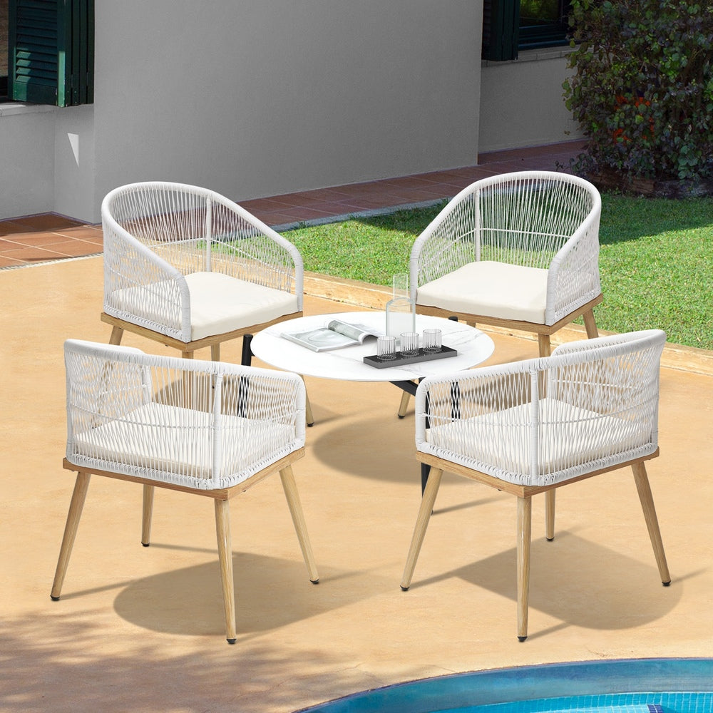 Outdoor Patio Set 50/70 cm Table Beige and Natural Chairs