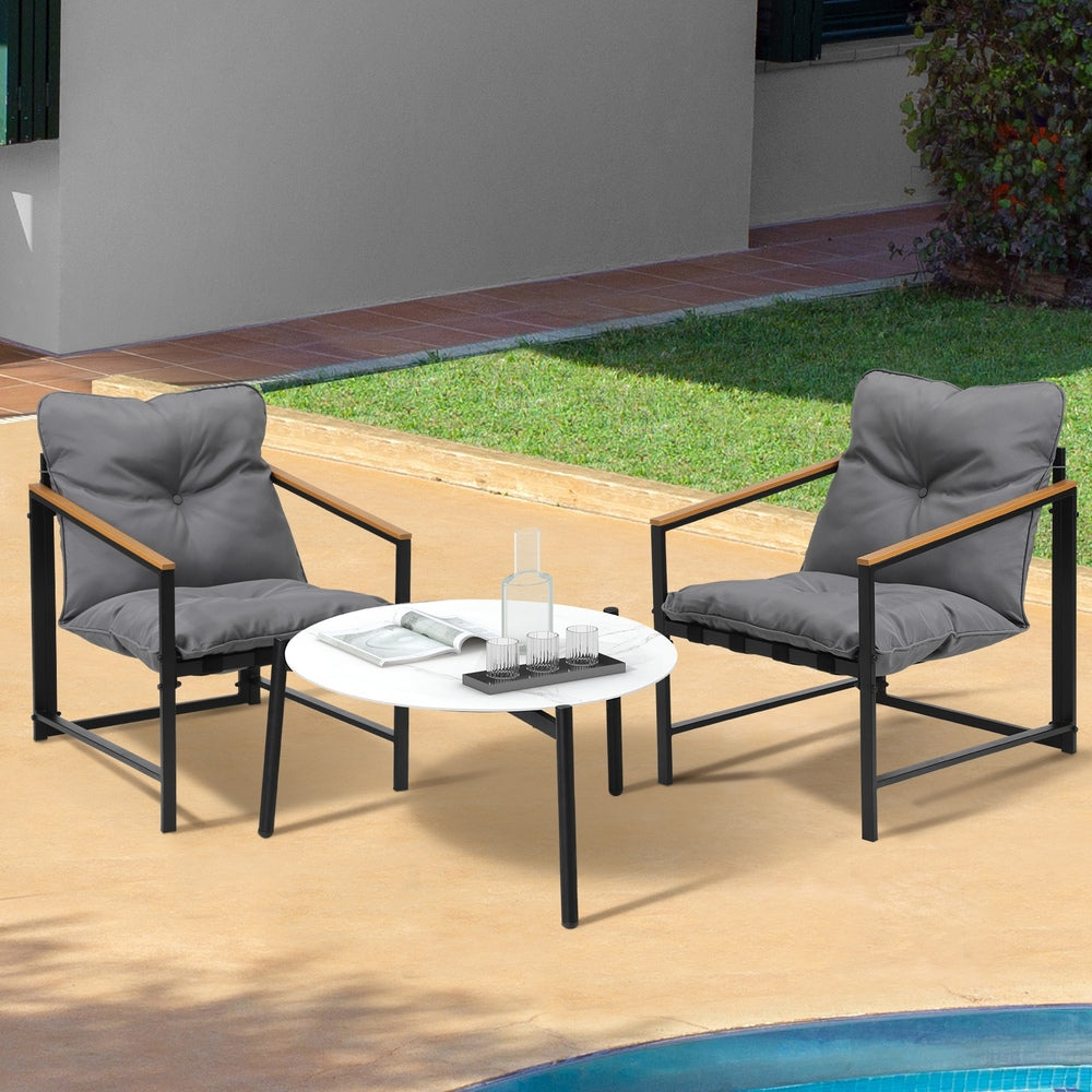 2/4 Seater Outdoor Patio Set 70CM Round White Marble Table