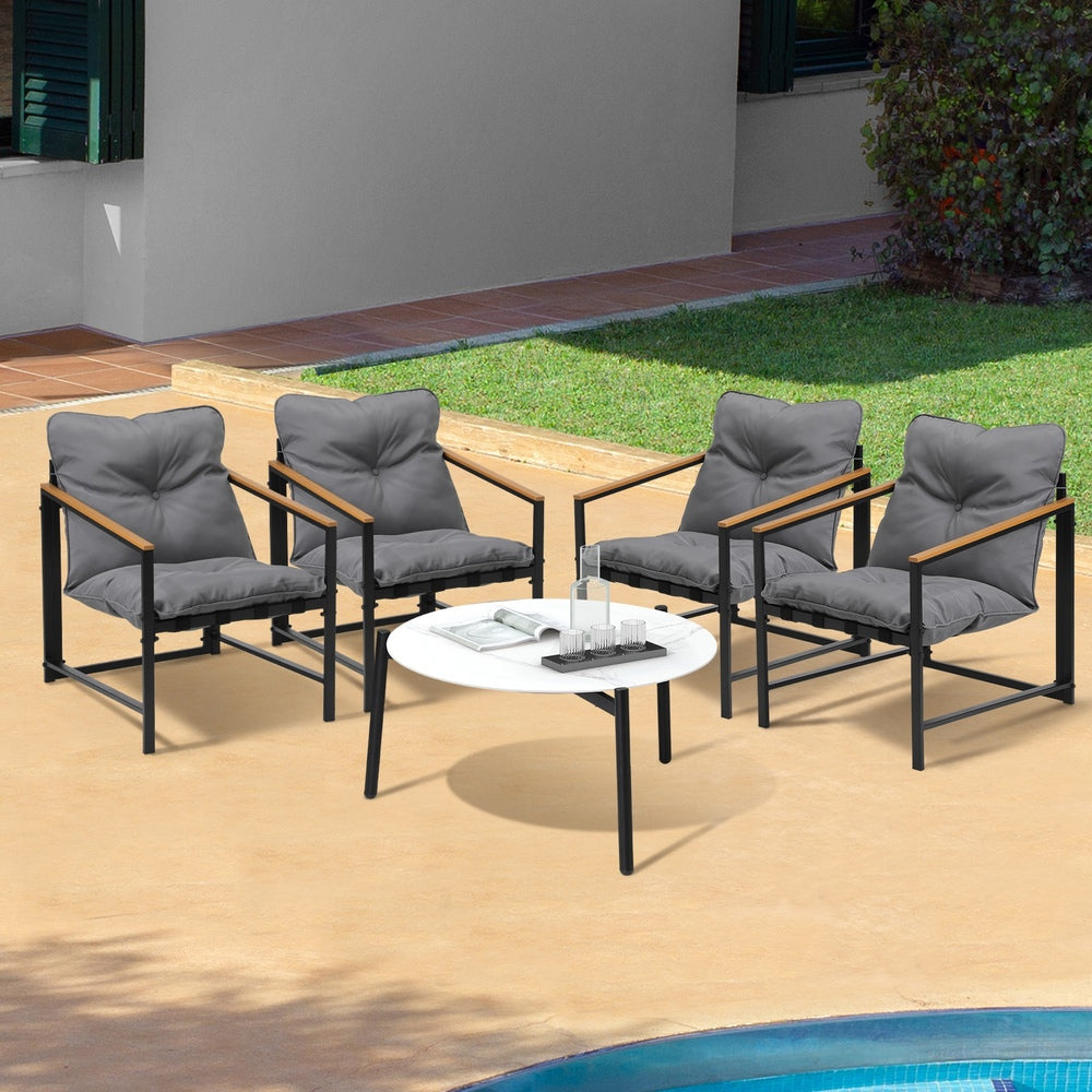 2/4 Seater Outdoor Patio Set 70CM Round White Marble Table