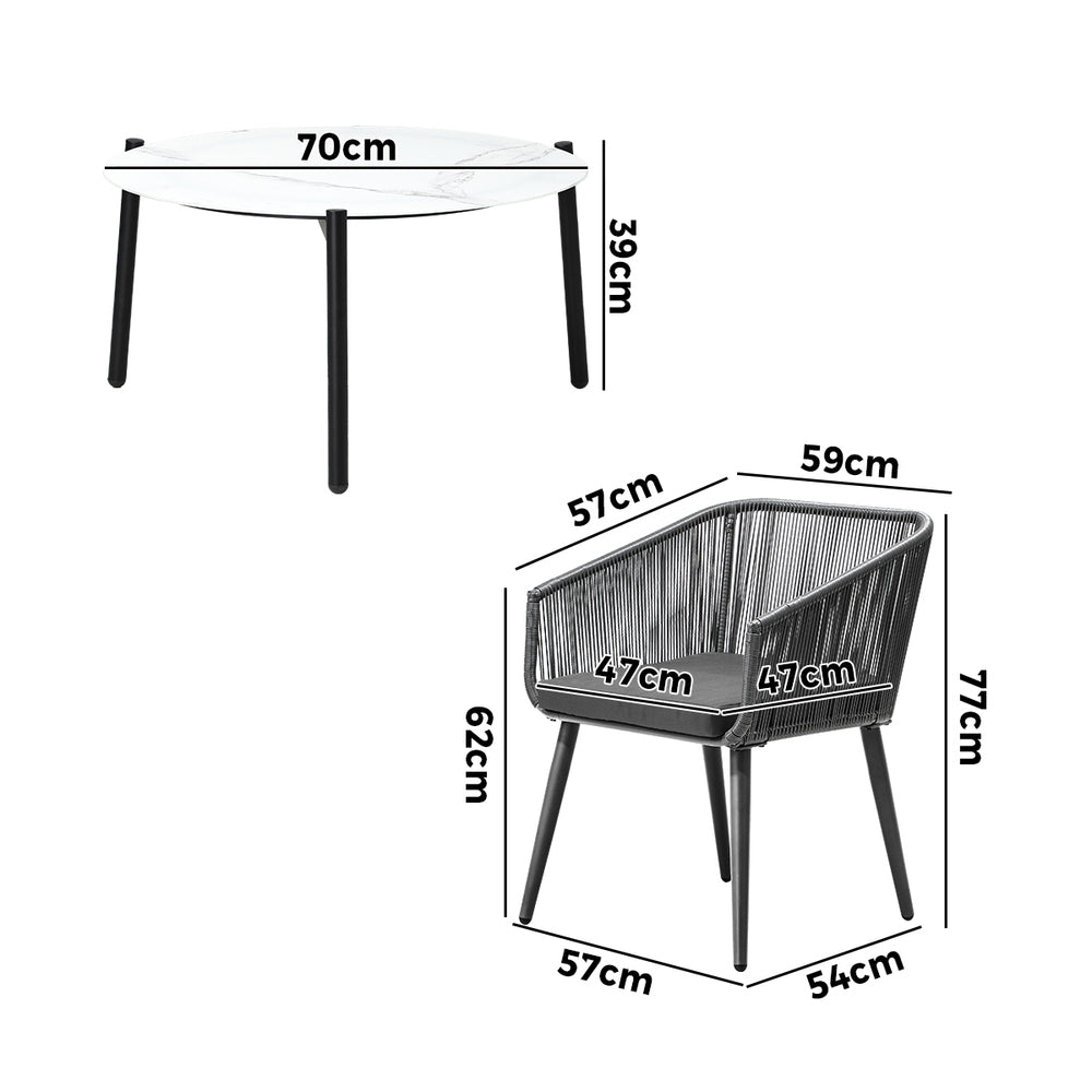 Outdoor Lounge Setting Furniture 3/5 Piece Patio Set