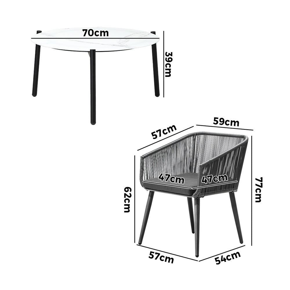 Outdoor Lounge Setting Furniture 3/5 Piece Patio Set
