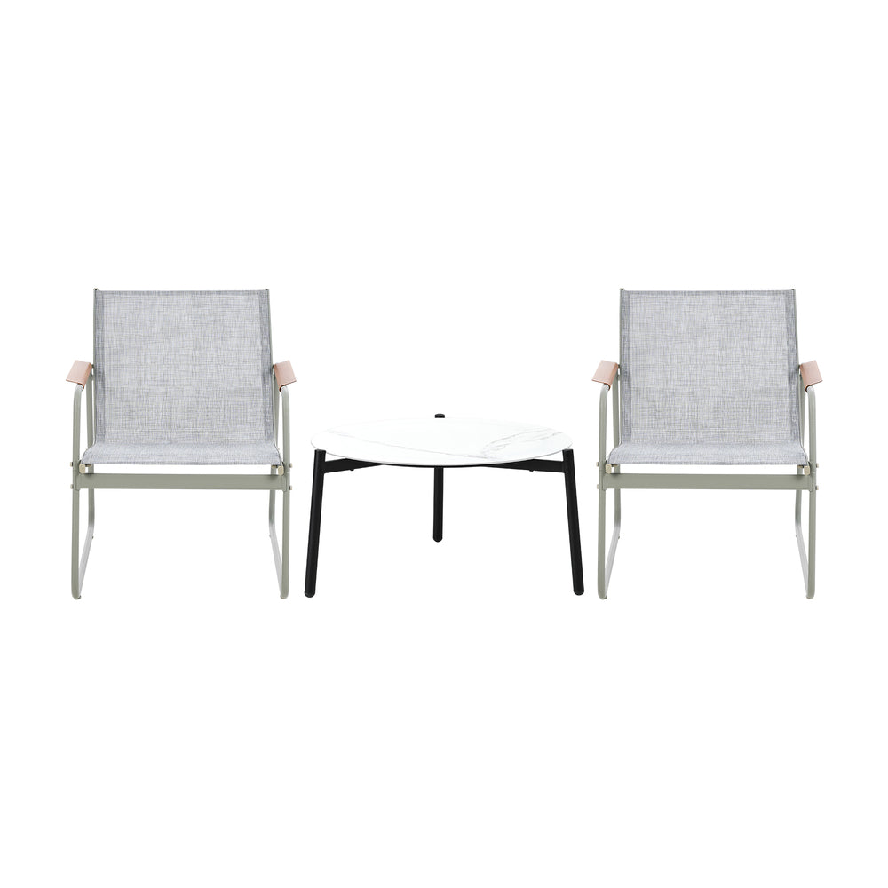 3PCS Outdoor Bistro Set Patio Chair 50cm Coffee Table Textilene