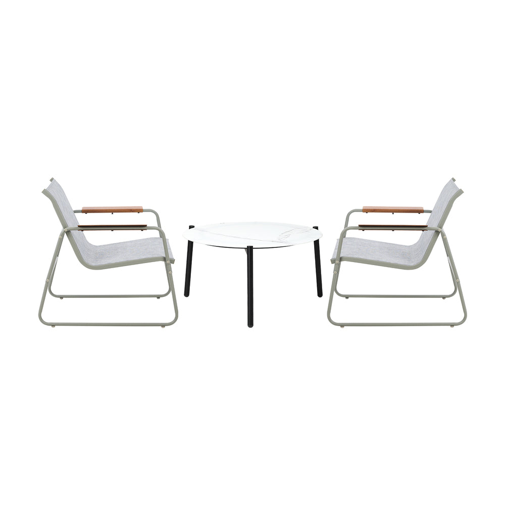 3PCS Outdoor Bistro Set Patio Chair 50cm Coffee Table Textilene