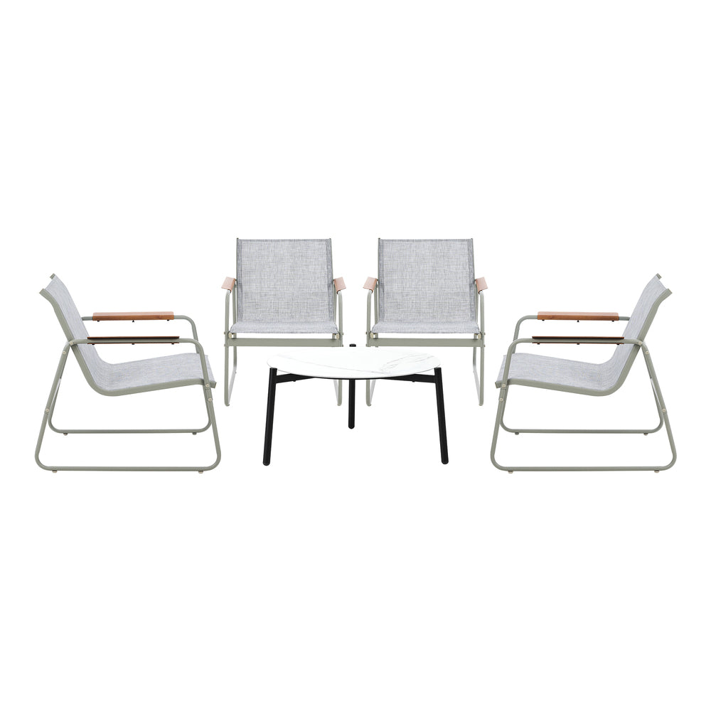 Outdoor Patio Set 70cm Round Table with 4x Chairs Garden Furniture Set Grey
