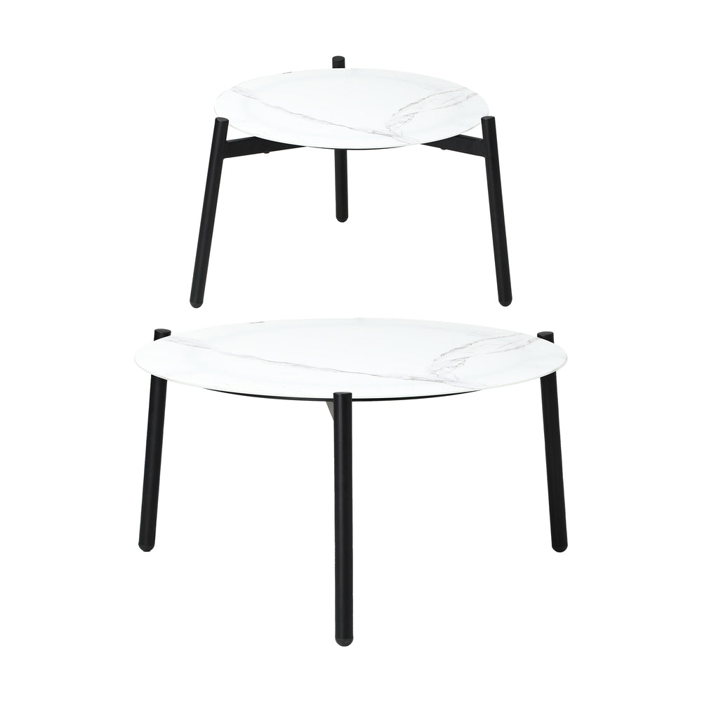 6PCS Outdoor Patio Set Grey &White Coffee Table Set Lounge Chairs