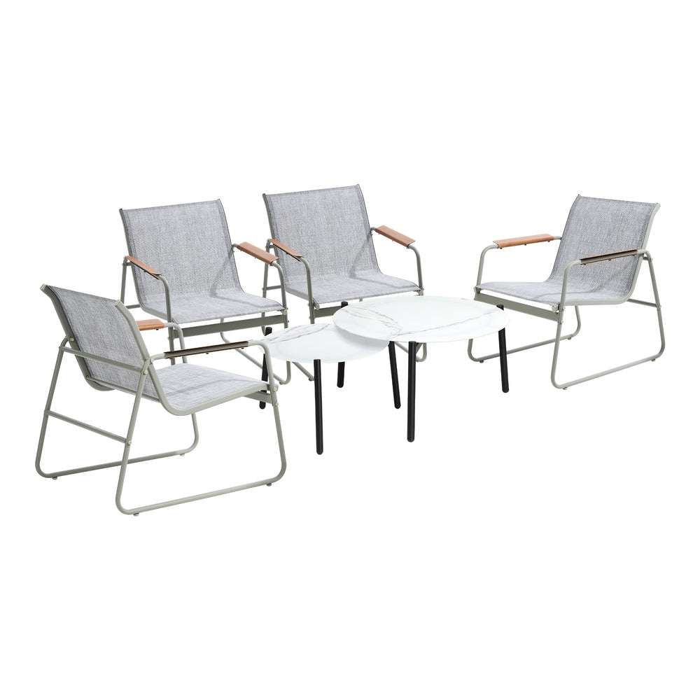 6PCS Outdoor Patio Set 4x Chairs with Coffee Table Textilene Garden Set