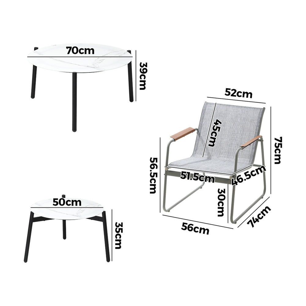 6PCS Outdoor Patio Set 4x Chairs with Coffee Table Textilene Garden Set