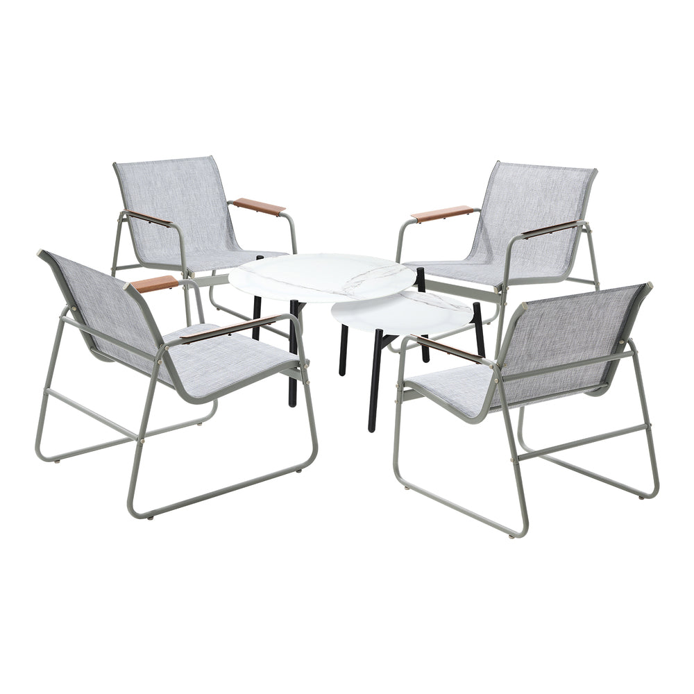 6PCS Outdoor Patio Set 4x Chairs with Coffee Table Textilene Garden Set