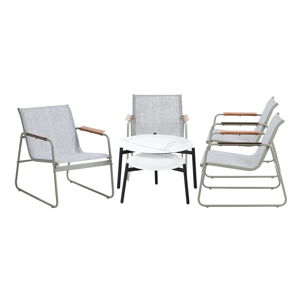 6PCS Outdoor Patio Set 4x Chairs with Coffee Table Textilene Garden Set
